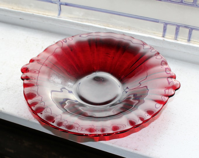 Royal Ruby Red Glass Old Cafe Candy Dish Bowl Vintage 1930s