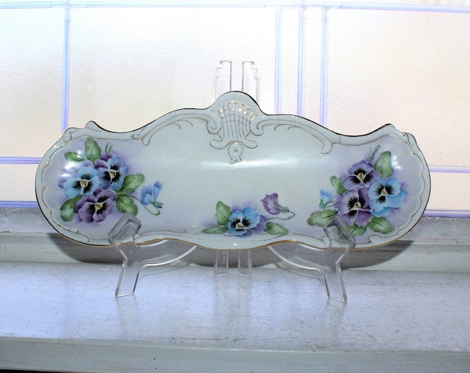 Vintage Porcelain Relish Dish Hand Painted Artist Signed