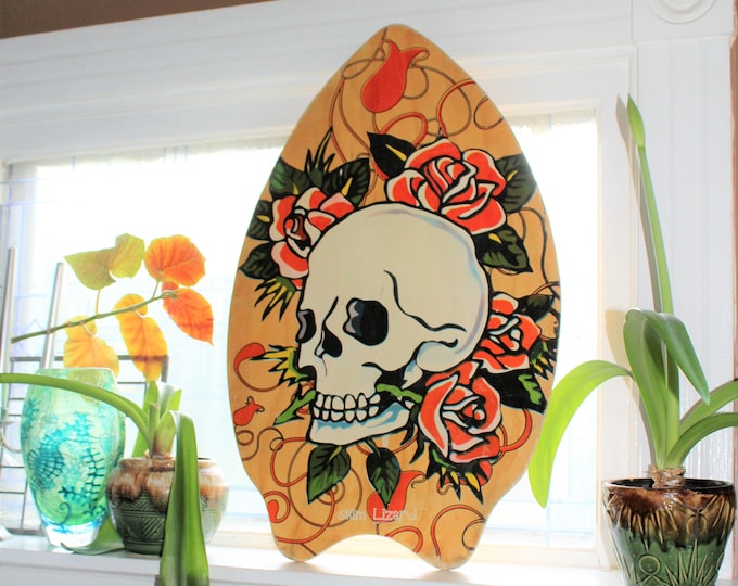 Skim Lizard Surf Board Skull and Roses Ed Hardy Style 2007 Wall Decor