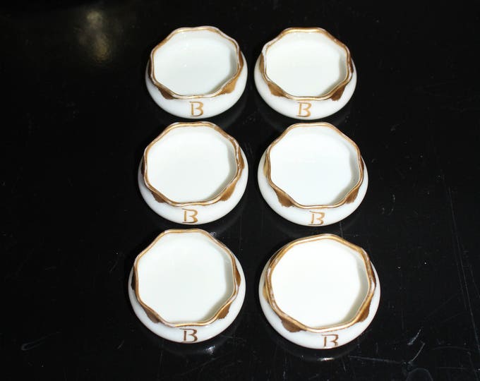 6 Antique Lenox Belleek Salt Dips Hand Painted Early 1900s