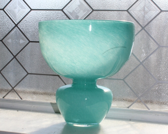Vintage Turquoise Art Glass Vase