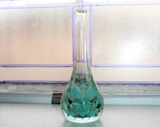 Vintage St Clair Glass Vase Interior Flower & Controlled Bubble