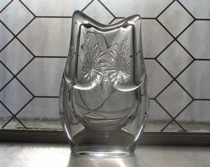 Large Daum France Crystal Owl Statue