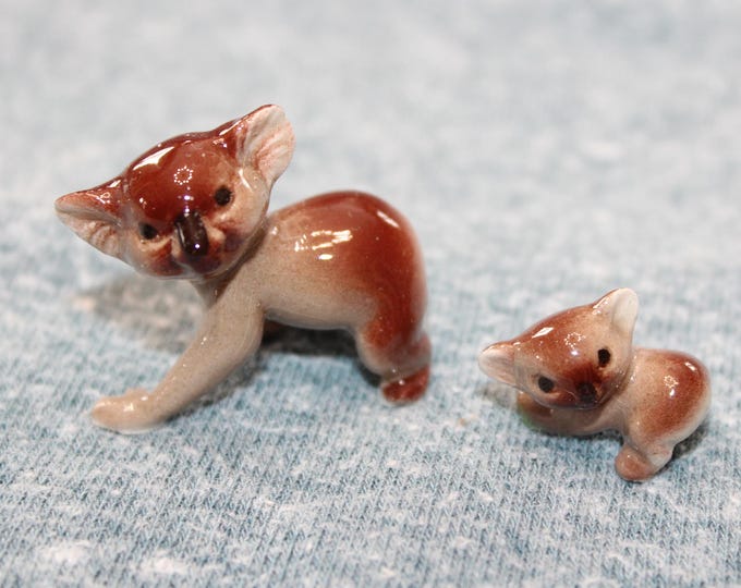 Vintage Hagen Renaker Miniature Figurines Mama & Baby Koalla