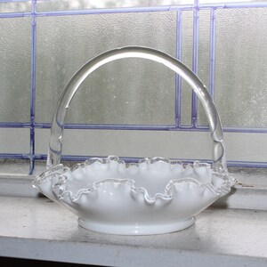 Vintage Fenton Glass Silvercrest Basket Art Glass