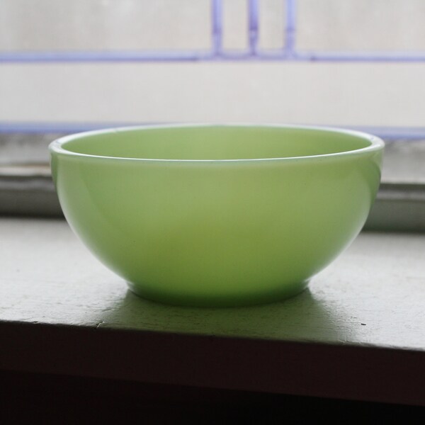 Vintage Jadite Cereal Bowl Fire King 5 Inch Green Glass Chili Bowl
