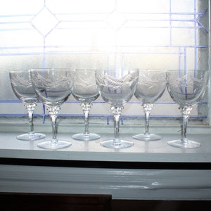 6 Tiffin Franciscan Greenbriar Wine Glasses Vintage 1950s