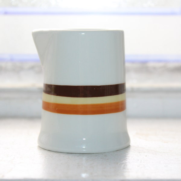 Vintage Restaurant Ware Individual Creamer Brown Orange Yellow Stripes