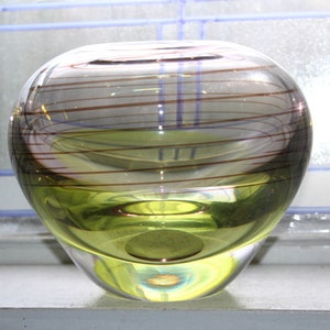 Large Waterford Crystal Evolution Sataral Swirl Vase Red and Amber