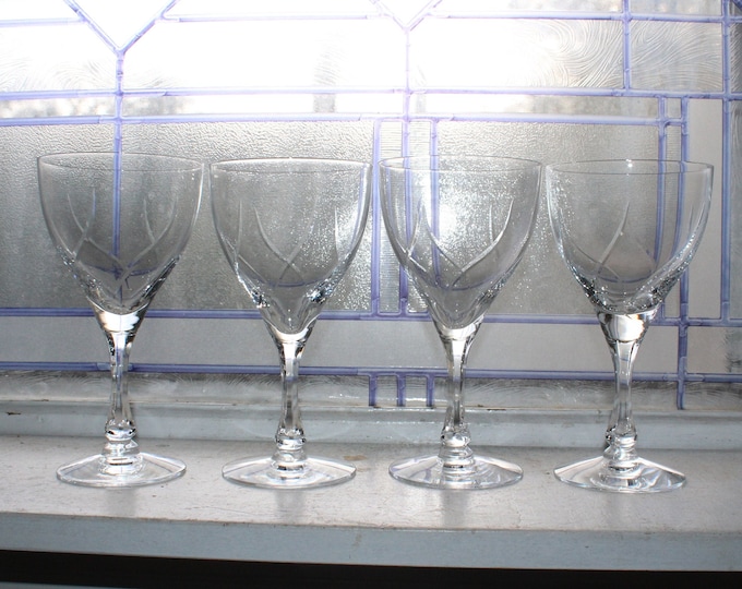 4 Fostoria Chapel Bells Water Wine Goblets Vintage 1950s