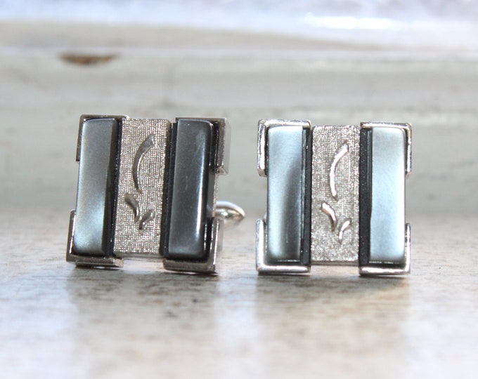 Vintage Swank Cuff Links Gray and Silver Tone