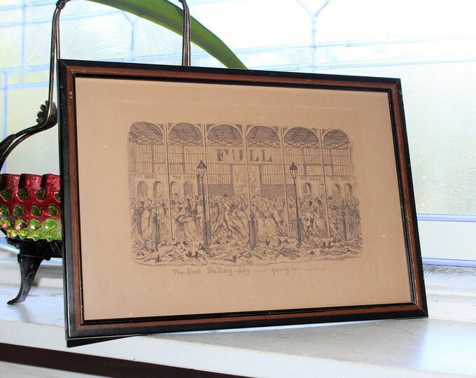 Antique Etching George Cruikshank First Shilling Day Going In The Great Exhibition of 1851