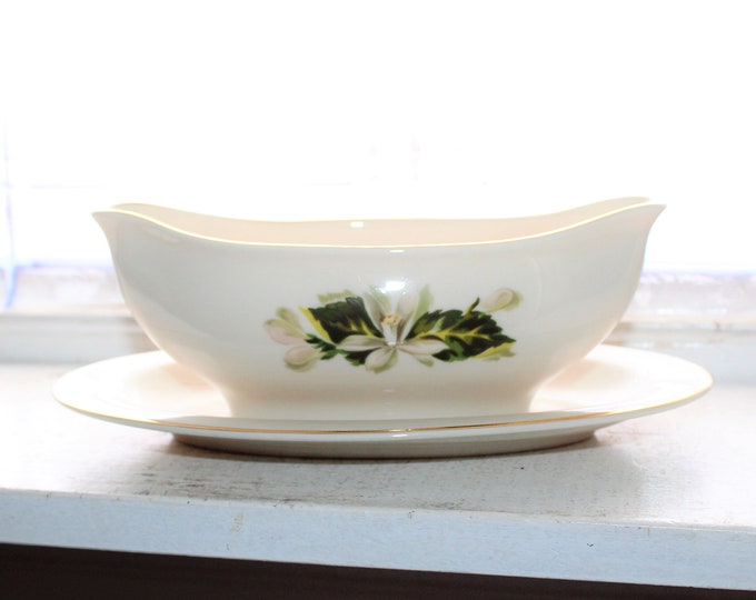 Vintage Fine Arts China Gravy Boat Orange Blossoms & Gardenia