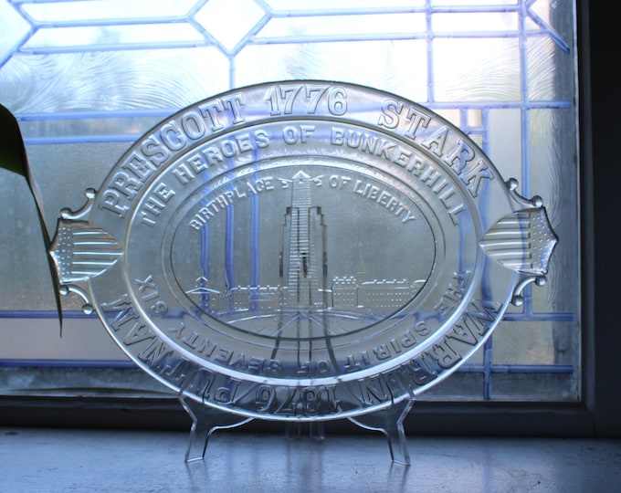 Antique 1876 Heroes of Bunker Hill Centennial EAPG Glass Bread Plate