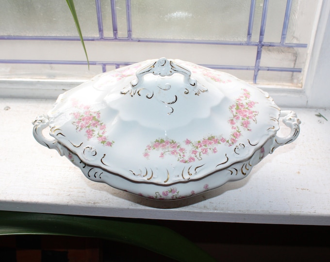 Antique Soup Tureen Serving Dish 1800s Meakin Transferware