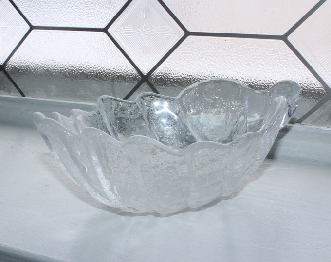 Orrefors Crystal Leaf Bowl by Lars Hellsten