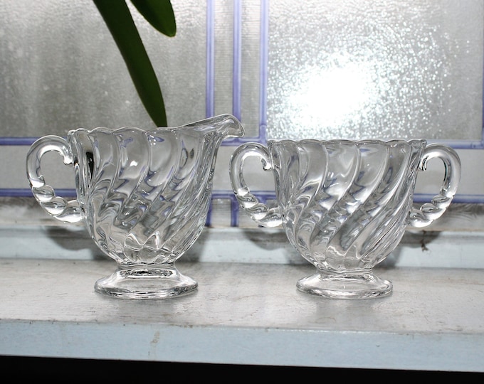 Fostoria Colony Creamer and Sugar Bowl Elegant Glass
