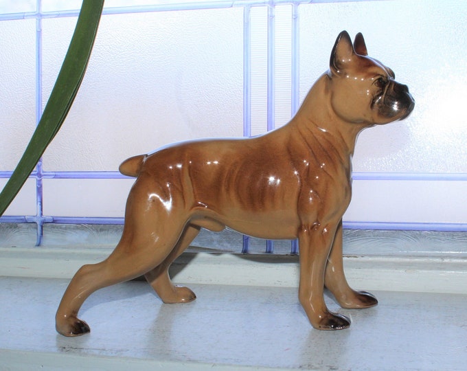 Large Vintage Brown Boxer Dog Statue