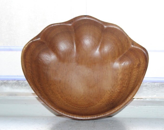 Mid Century Monkey Pod Wood Carved Dish