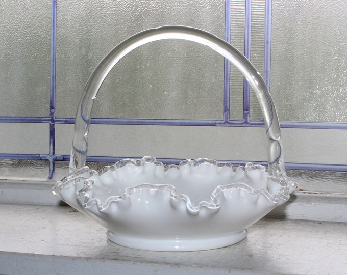 Vintage Fenton Glass Silvercrest Basket Art Glass