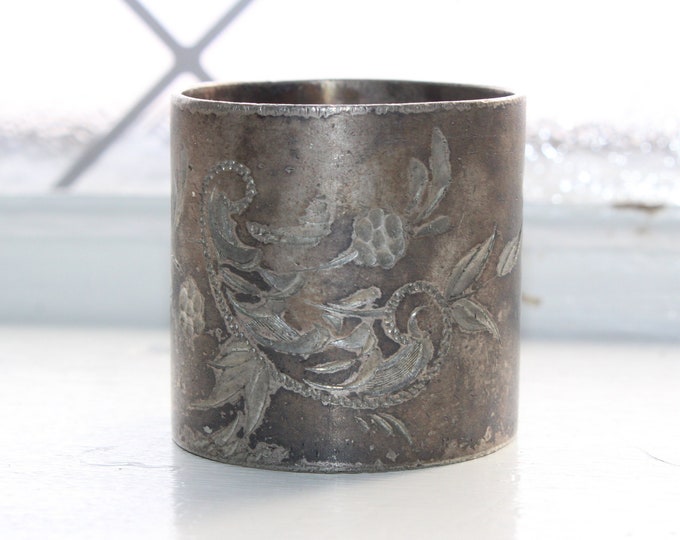 Antique Victorian Silverplate Napkin Ring Engraved Monogram TR