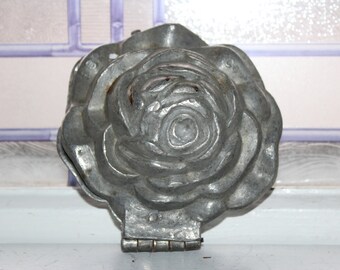 Antique Pewter Ice Cream Mold Rose Flower Schall 582