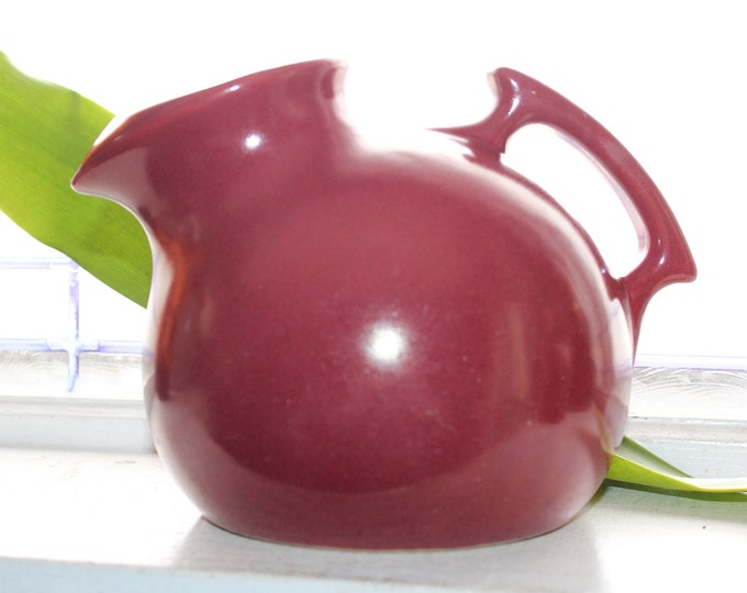 Maroon Red Ball Pitcher Uhl Pottery Vintage 1940s