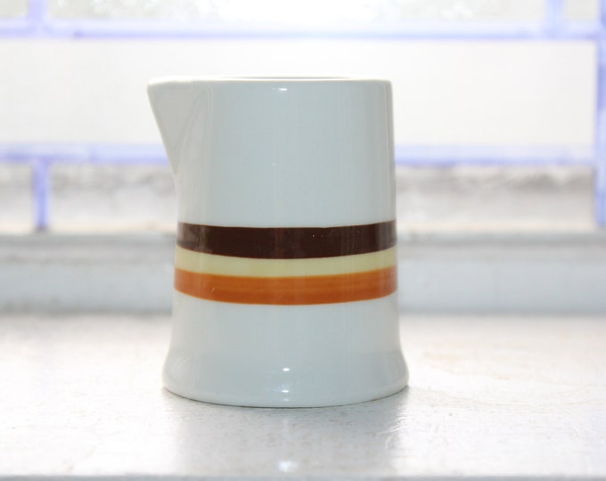 Vintage Restaurant Ware Individual Creamer Brown Orange Yellow Stripes