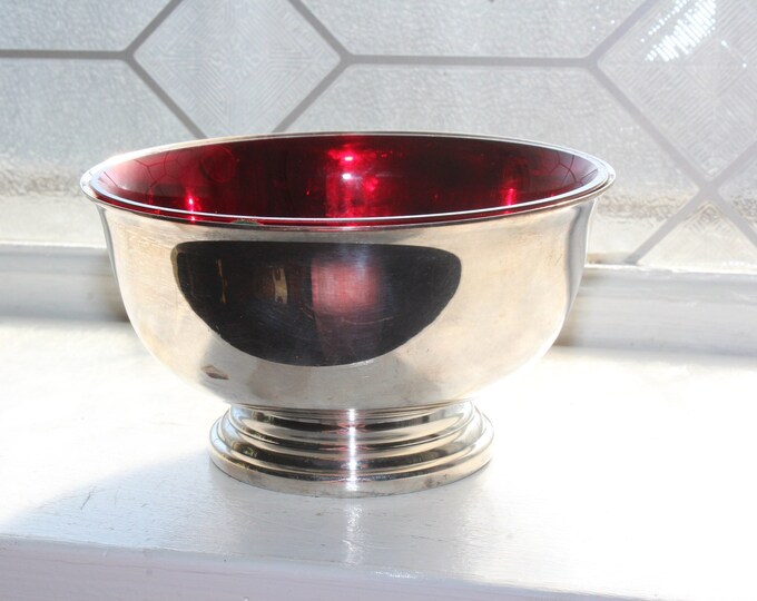 Vintage Dayton's Silverplate Bowl with Red Glass Insert