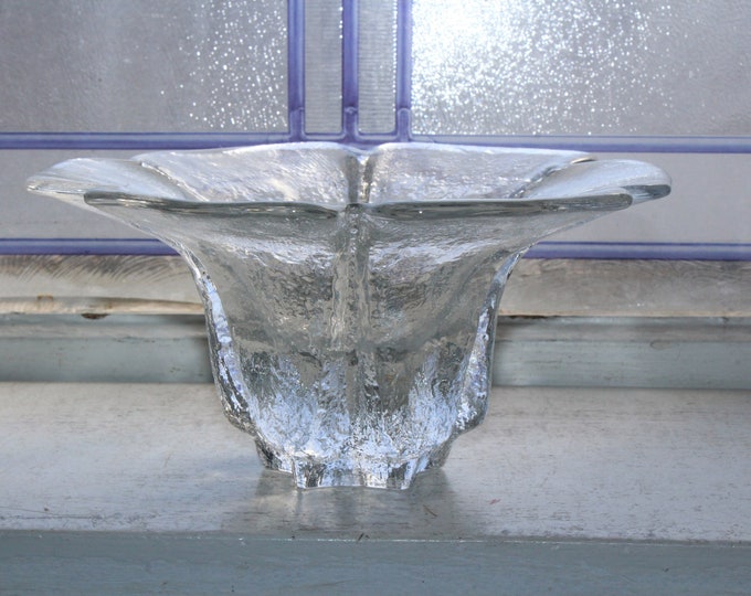 Large Vintage Blenko Clear Glass Candle Holder