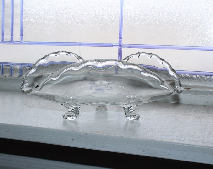 Fostoria Century Glass 3 Toed Tricorne Dish Vintage 1950s