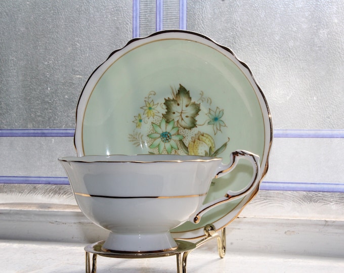 Paragon Tea Cup and Saucer A706 Mint Green 1930s