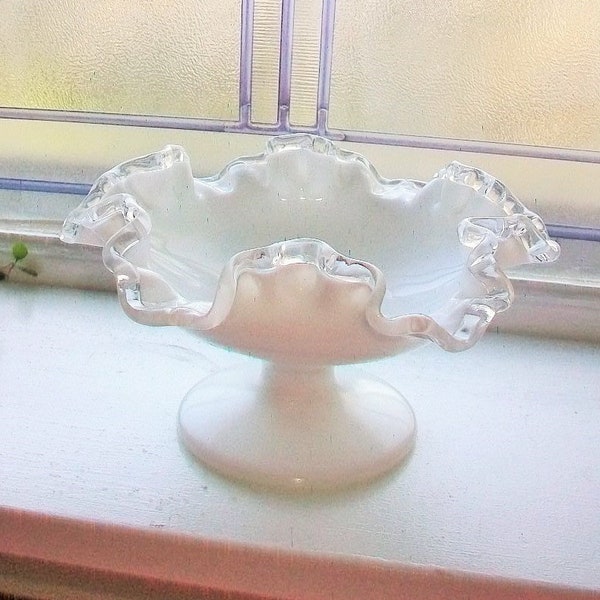 Fenton Silver Crest Footed Candy Dish Comport Compote