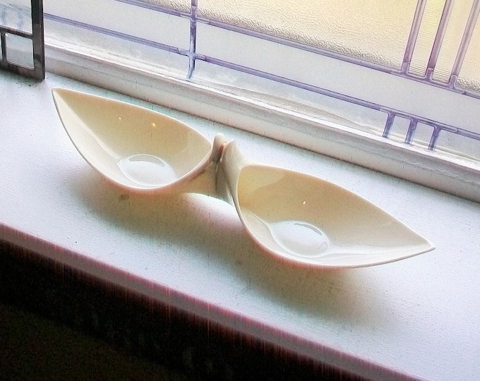 Lenox China 2 Part Divided Ivory Relish Dish Gold Trim USA Mark