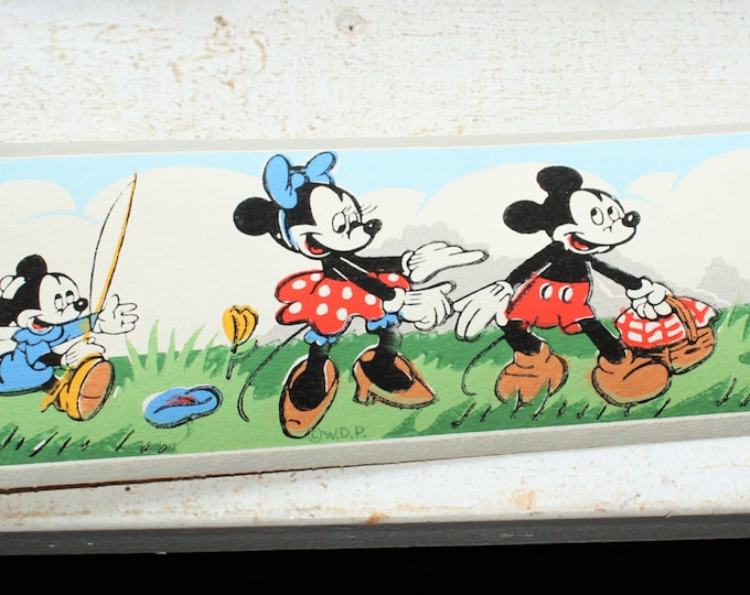 Vintage 1950s Mickey Mouse Wallpaper Border Dex Brand Unused Wall Paper