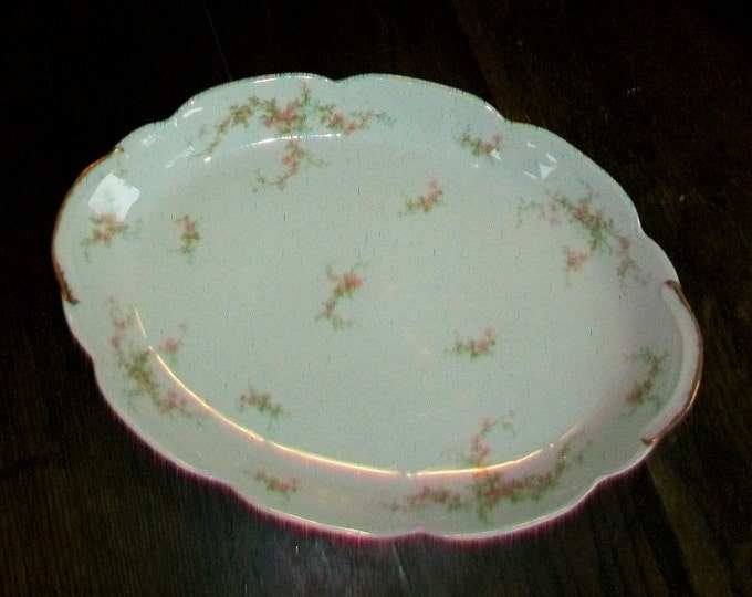 Theodore Haviland Limoges Serving Platter Pink Floral Decor Vintage