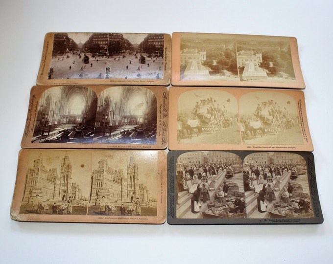 6 Antique Stereoviews World Scenes Finland Canada England France
