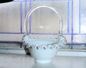 Vintage Fenton Glass Silver Crest Basket Art Glass