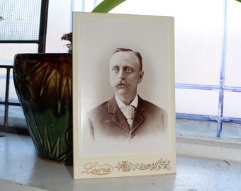 c1900s Lot of 2 Antique Tinted Portrait Photographs of Man /& Woman Mustache Bonnet Matted