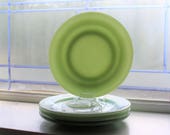 4 Jadite Pie or Dessert Plates Fire King Vintage Restaurant Ware Glass