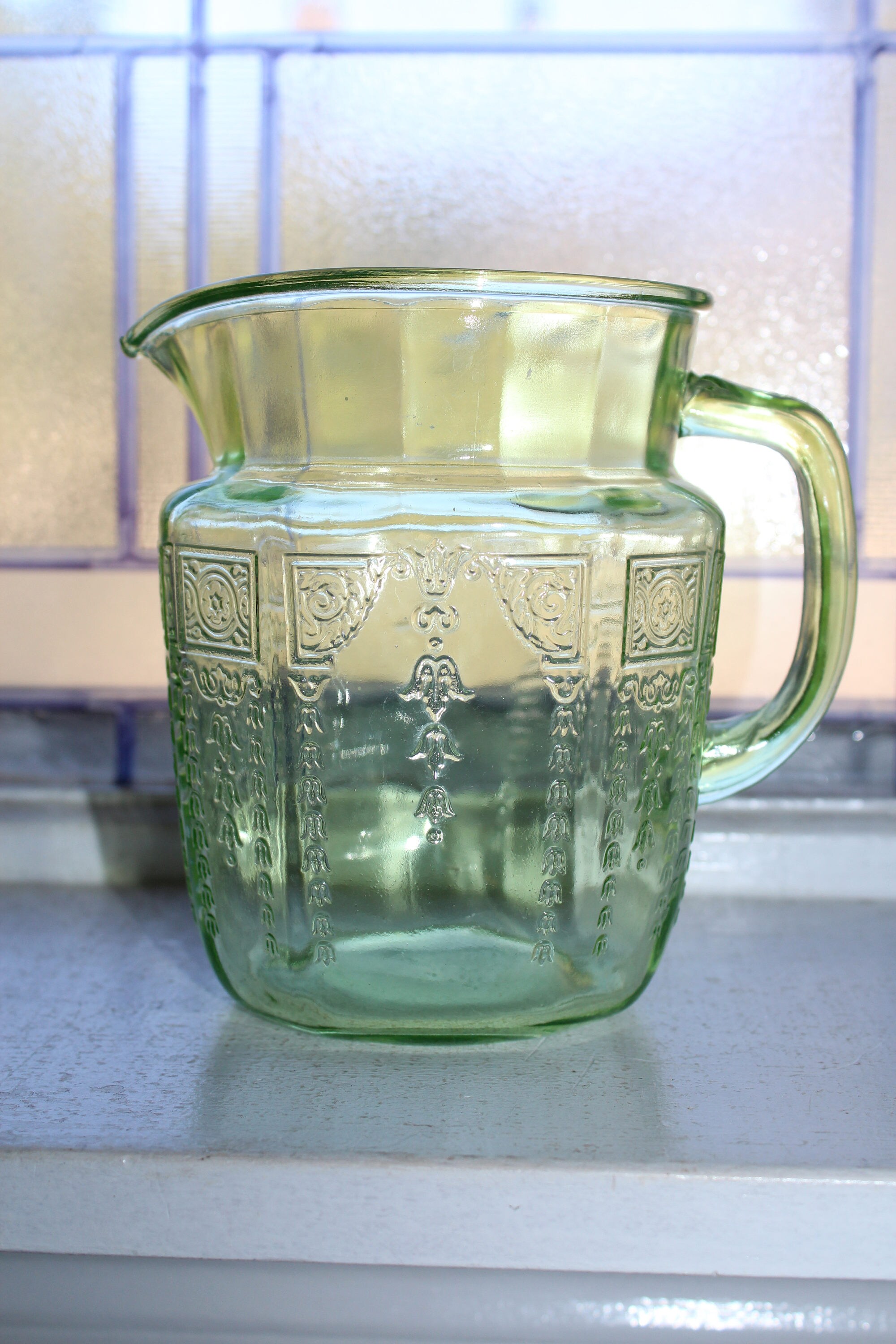 VINTAGE GREEN GLASS PITCHERS - Privet House Supply