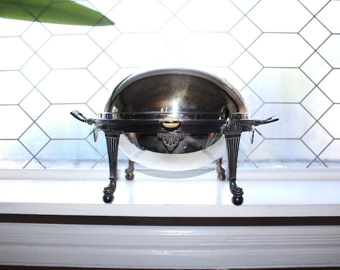 Antique Silverplate Bacon Breakfast Warmer Domed Dish With Paw Feet A&N