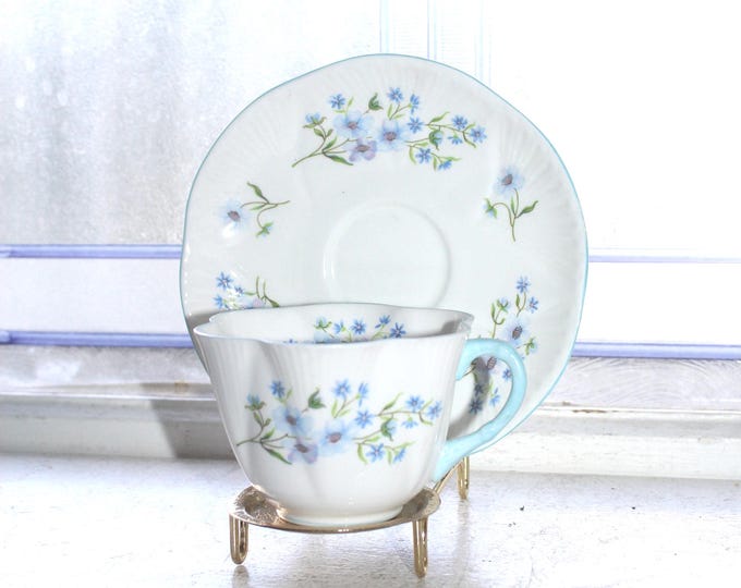 Vintage Shelley Dainty Blue Rock Cup and Saucer