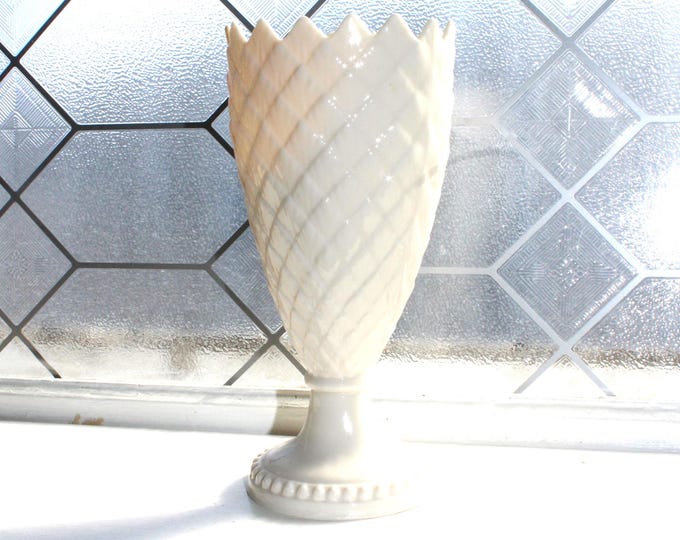Vintage Irish Belleek Vase Thistle, Feather Pineapple Pattern