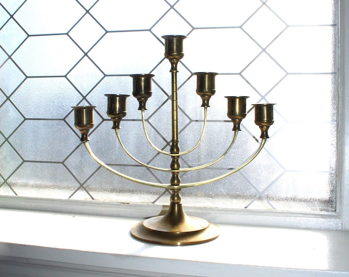 Vintage Jewish Menorah Adjustable Arms Brass Candelabra
