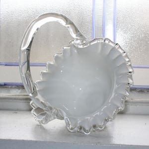 Vintage Fenton Glass Silver Crest Basket 1960s Art Glass image 5