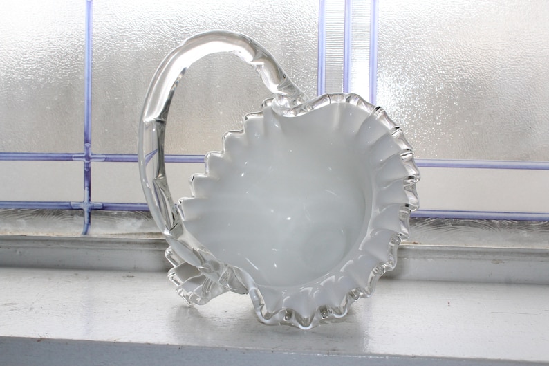Vintage Fenton Glass Silver Crest Basket 1960s Art Glass image 5