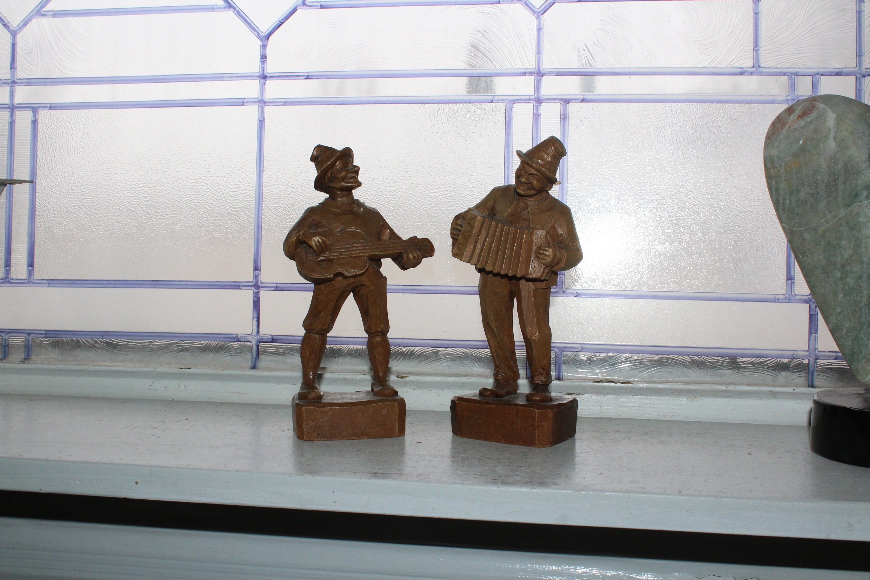 Vintage Carved Wood Musician Figurines