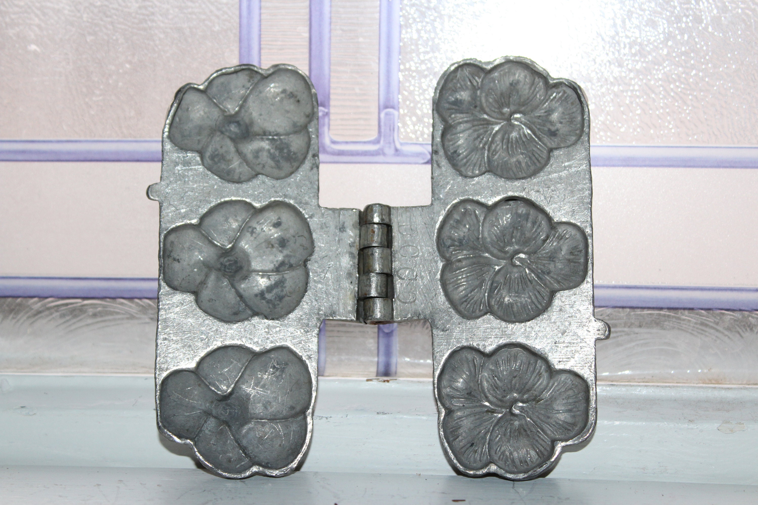 Antique Pewter Ice Cream Mold 3 Pansies Flowers Eppelsheimer 348