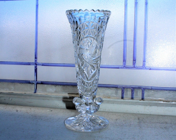 Vintage Hofbauer Crystal Byrdes Bird Vase 7"